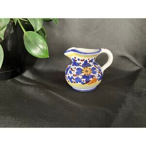 Vintage Deruta Majolica Creamer Arabesco Floral Design Italian Pottery